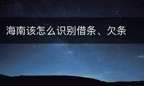 海南该怎么识别借条、欠条