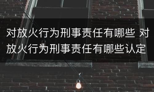对放火行为刑事责任有哪些 对放火行为刑事责任有哪些认定