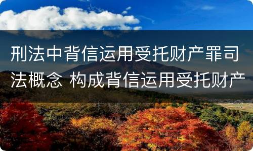 刑法中背信运用受托财产罪司法概念 构成背信运用受托财产罪的立案标准是