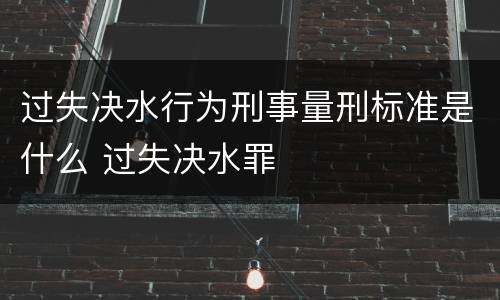 过失决水行为刑事量刑标准是什么 过失决水罪