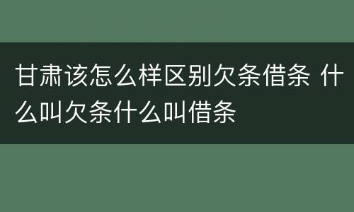甘肃该怎么样区别欠条借条 什么叫欠条什么叫借条
