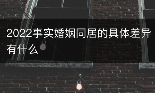 2022事实婚姻同居的具体差异有什么