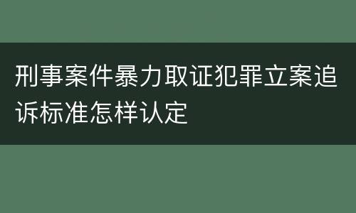 刑事案件暴力取证犯罪立案追诉标准怎样认定