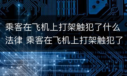 乘客在飞机上打架触犯了什么法律 乘客在飞机上打架触犯了什么法律条款