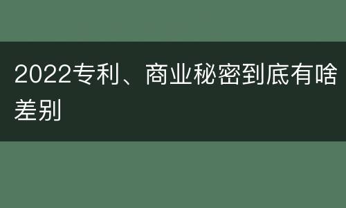 2022专利、商业秘密到底有啥差别