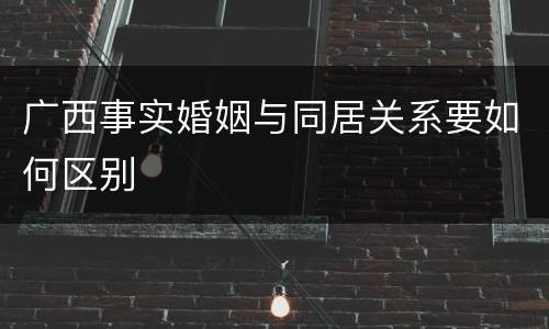 广西事实婚姻与同居关系要如何区别