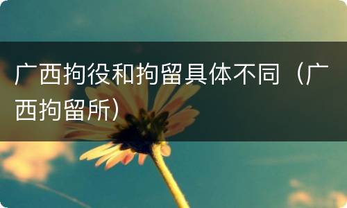 广西拘役和拘留具体不同（广西拘留所）