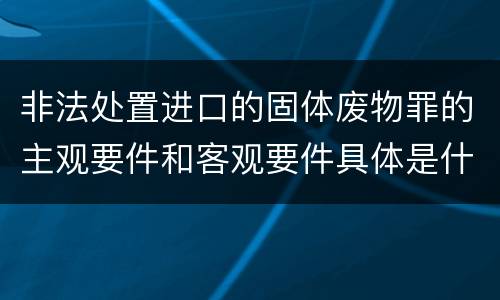 非法处置进口的固体废物罪的主观要件和客观要件具体是什么？