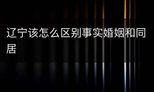 辽宁该怎么区别事实婚姻和同居