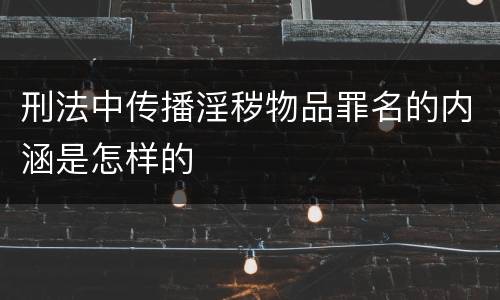 刑法中传播淫秽物品罪名的内涵是怎样的