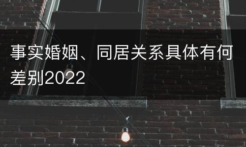 事实婚姻、同居关系具体有何差别2022
