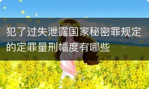 犯了过失泄露国家秘密罪规定的定罪量刑幅度有哪些