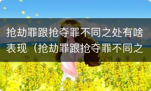抢劫罪跟抢夺罪不同之处有啥表现（抢劫罪跟抢夺罪不同之处有啥表现呢）