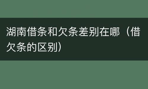 湖南借条和欠条差别在哪（借欠条的区别）