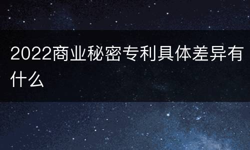 2022商业秘密专利具体差异有什么