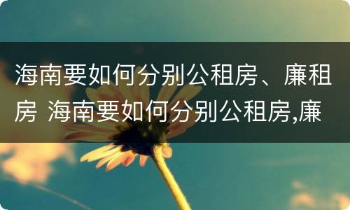 海南要如何分别公租房、廉租房 海南要如何分别公租房,廉租房和住宅