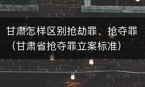 甘肃怎样区别抢劫罪、抢夺罪（甘肃省抢夺罪立案标准）