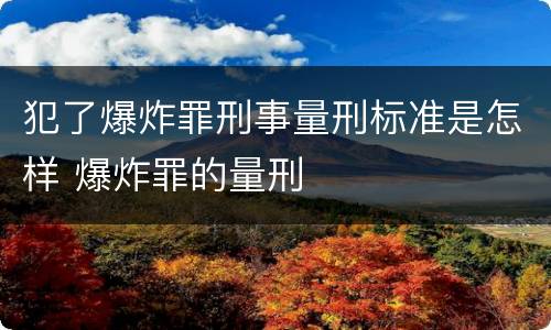 犯了爆炸罪刑事量刑标准是怎样 爆炸罪的量刑