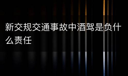 新交规交通事故中酒驾是负什么责任 新交规交通事故中酒驾是负什么责任