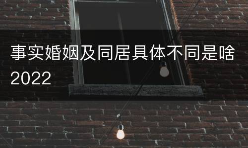 事实婚姻及同居具体不同是啥2022