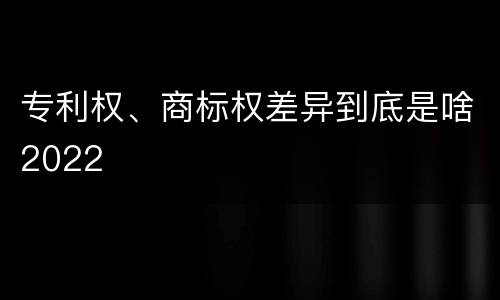 专利权、商标权差异到底是啥2022