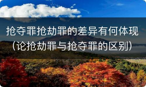 抢夺罪抢劫罪的差异有何体现（论抢劫罪与抢夺罪的区别）