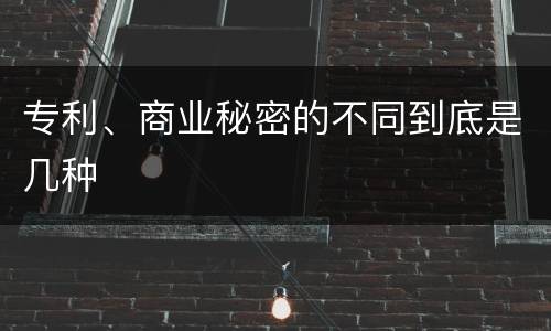 专利、商业秘密的不同到底是几种