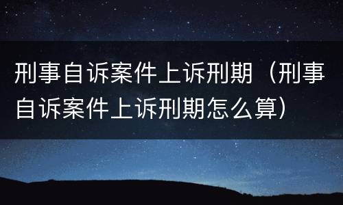 刑事自诉案件上诉刑期（刑事自诉案件上诉刑期怎么算）