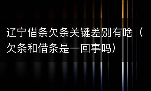辽宁借条欠条关键差别有啥（欠条和借条是一回事吗）