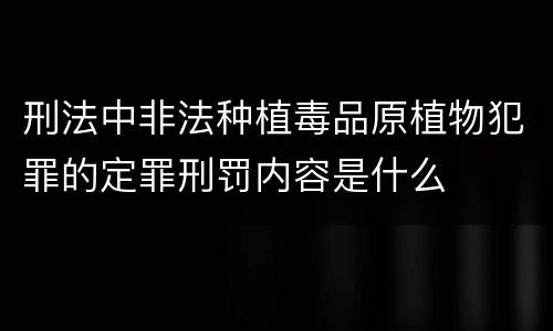 刑法中非法种植毒品原植物犯罪的定罪刑罚内容是什么