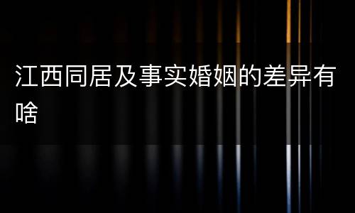 江西同居及事实婚姻的差异有啥