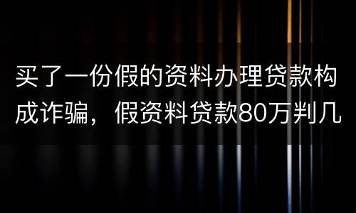 买了一份假的资料办理贷款构成诈骗，假资料贷款80万判几年