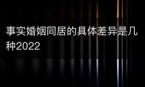 事实婚姻同居的具体差异是几种2022