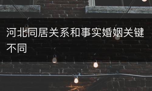 河北同居关系和事实婚姻关键不同