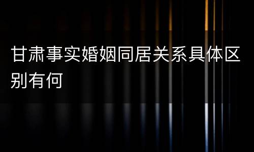 甘肃事实婚姻同居关系具体区别有何