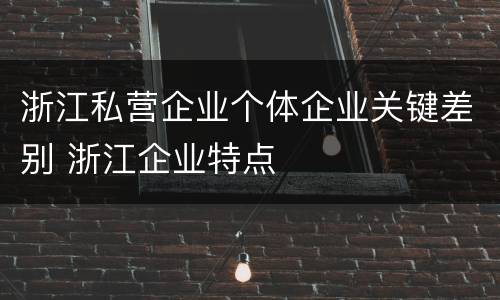 浙江私营企业个体企业关键差别 浙江企业特点