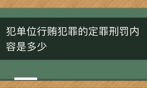 犯单位行贿犯罪的定罪刑罚内容是多少