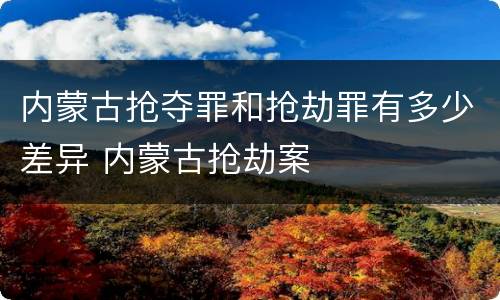 内蒙古抢夺罪和抢劫罪有多少差异 内蒙古抢劫案