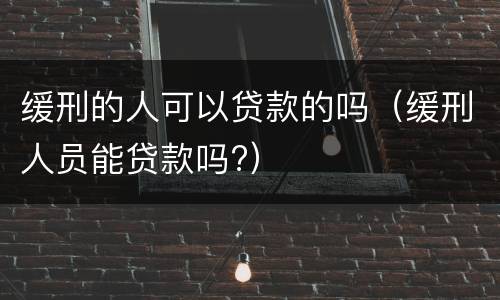 缓刑的人可以贷款的吗（缓刑人员能贷款吗?）