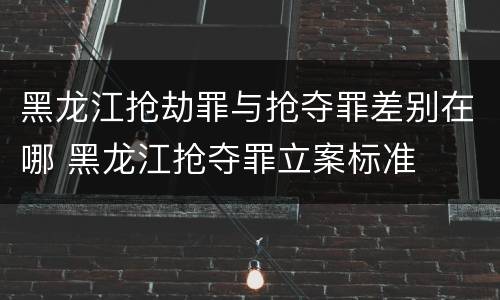 黑龙江抢劫罪与抢夺罪差别在哪 黑龙江抢夺罪立案标准