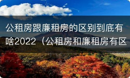 公租房跟廉租房的区别到底有啥2022（公租房和廉租房有区别吗）