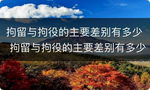 拘留与拘役的主要差别有多少 拘留与拘役的主要差别有多少个