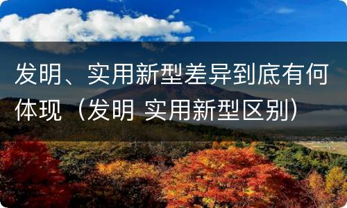 发明、实用新型差异到底有何体现（发明 实用新型区别）