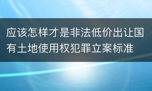 应该怎样才是非法低价出让国有土地使用权犯罪立案标准