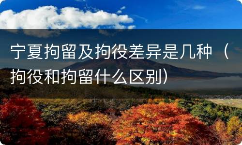 宁夏拘留及拘役差异是几种（拘役和拘留什么区别）