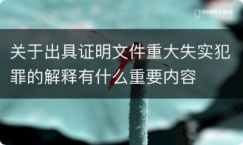 关于出具证明文件重大失实犯罪的解释有什么重要内容