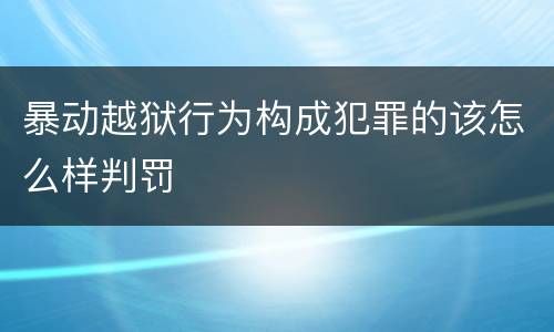 暴动越狱行为构成犯罪的该怎么样判罚
