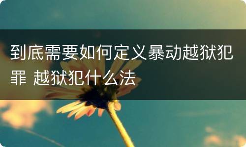 到底需要如何定义暴动越狱犯罪 越狱犯什么法