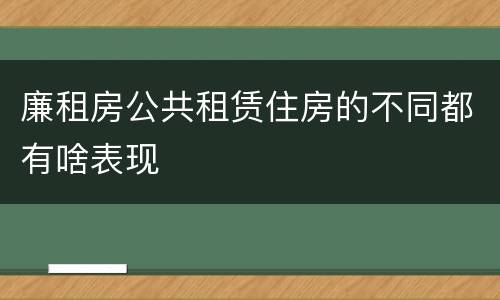 廉租房公共租赁住房的不同都有啥表现