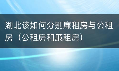 湖北该如何分别廉租房与公租房（公租房和廉租房）
